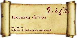 Ilovszky Áron névjegykártya